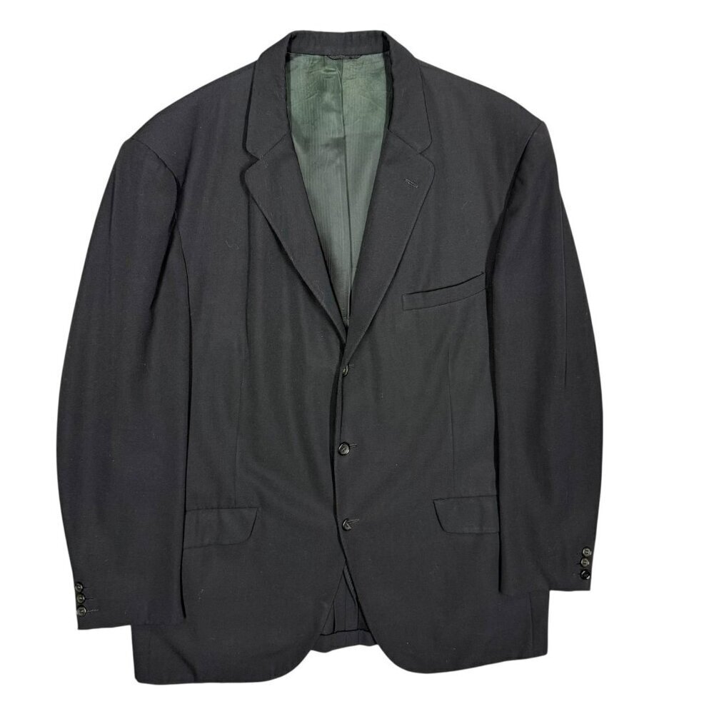 Vintage Bespoke 1961 Blazer Jacket Wool Heavyweight Sport Coat Black 46R